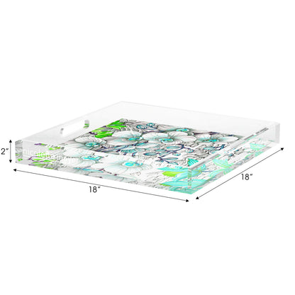 Orchid Phalaenopsis Robins Egg Acrylic Decorative Tray, 18 x 18 in. by Nicolette Mayer 