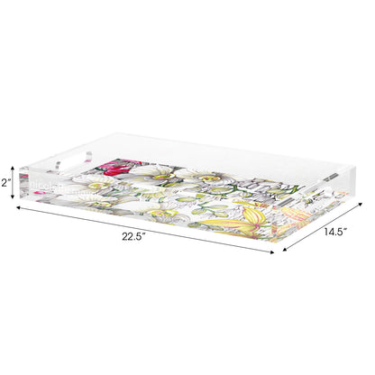 Orchid Phalaenopsis White Acrylic Decorative Tray, 22.5 x 14. in. by Nicolette Mayer 