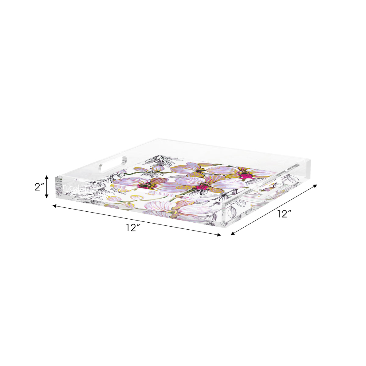 Orchid Vanda Alba Acrylic Decorative Tray, 12 x 12 in. by Nicolette Mayer 