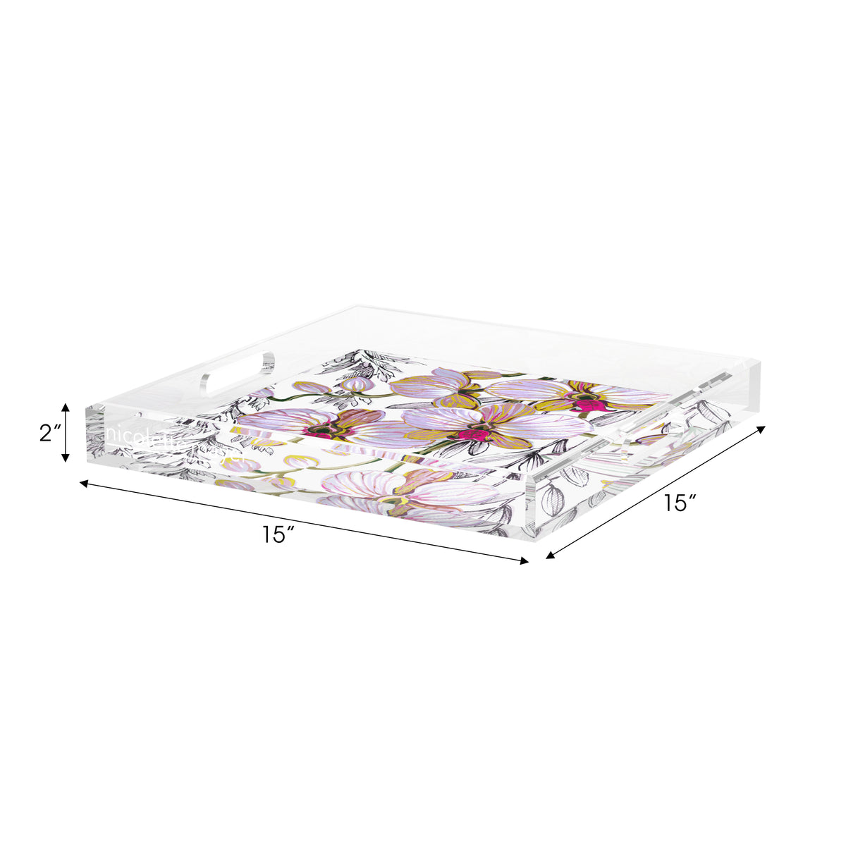 Orchid Vanda Alba Acrylic Decorative Tray, 15 x 15 in. by Nicolette Mayer 