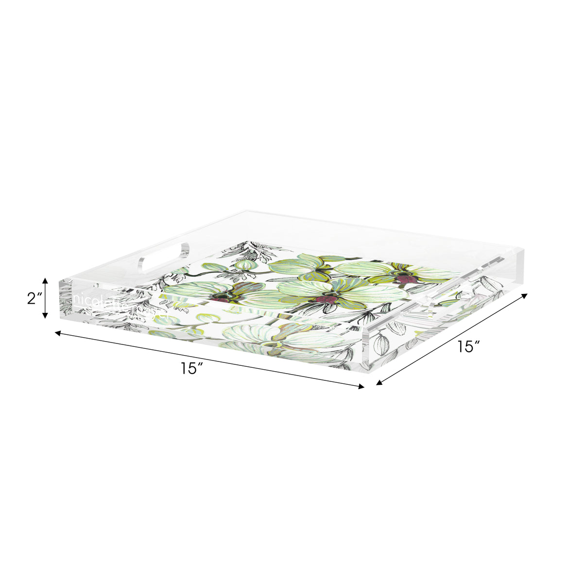 Orchid Vanda Barrett Acrylic Decorative Tray, 15 x 15 in. by Nicolette Mayer 
