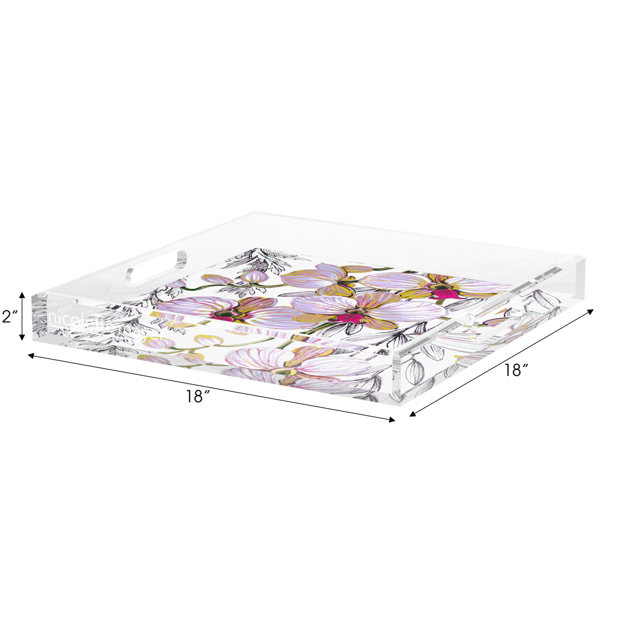 Orchid Vanda Alba Acrylic Decorative Tray, 18 x 18 in. by Nicolette Mayer 
