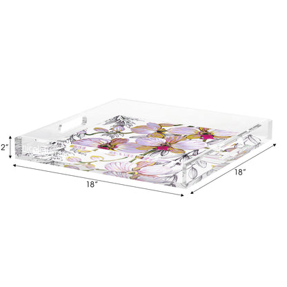 Orchid Vanda Alba Acrylic Decorative Tray, 18 x 18 in. by Nicolette Mayer 