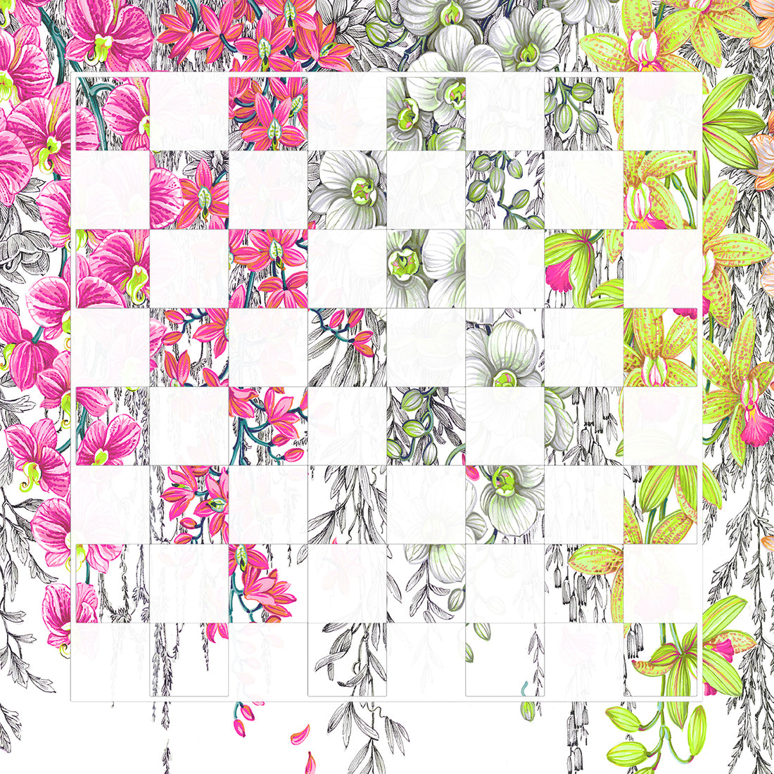 Orchid Garden Pink Green Acrylic Chess