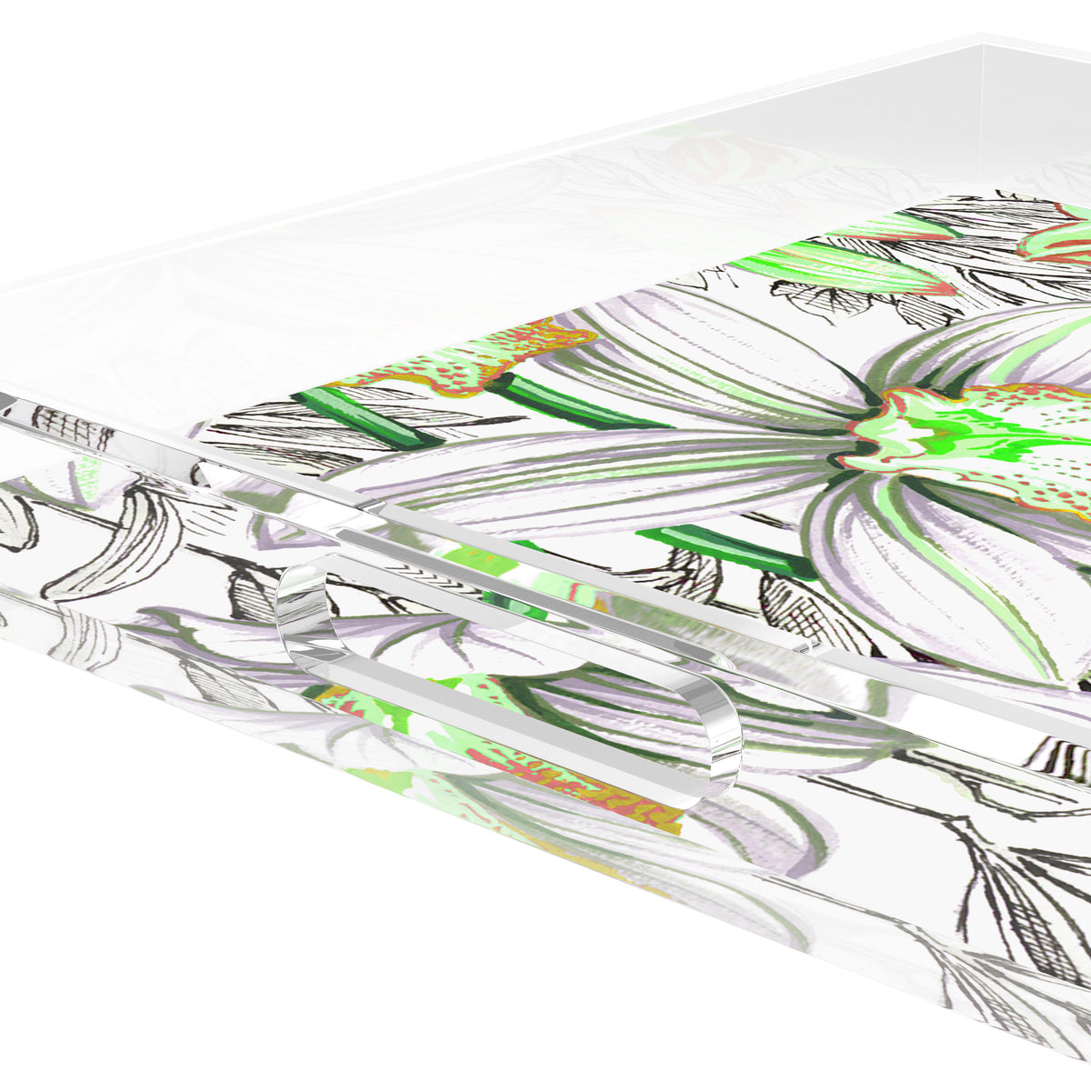 Orchid Cymbidium Green Acrylic Decorative Tray, 12 x 12 in. by Nicolette Mayer 