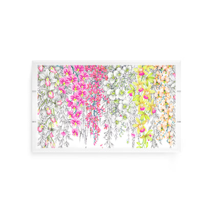 Orchid Garden Pink Green Acrylic Decorative Tray, 12.5 x 7.75 in. by Nicolette Mayer 