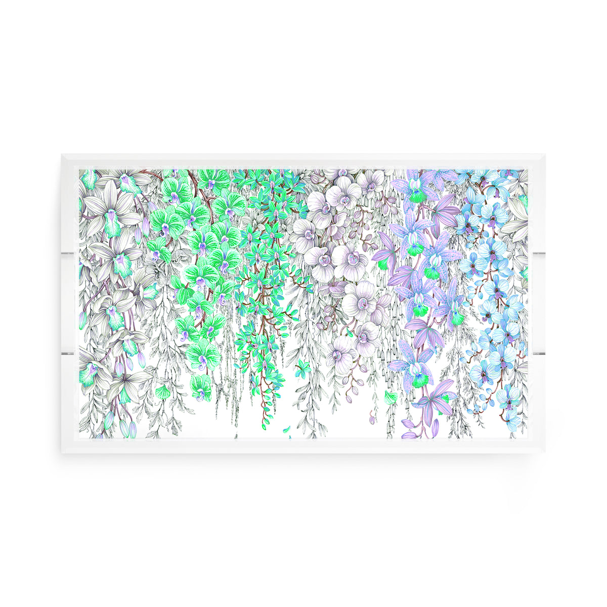 Orchid Garden Lilac Green Blue Acrylic Decorative Tray, 17 x 10.5 in. by Nicolette Mayer 