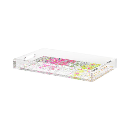 Orchid Garden Pink Green Acrylic Decorative Tray, 17 x 10.5 in. by Nicolette Mayer 