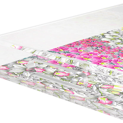 Orchid Garden Pink Green Acrylic Decorative Tray, 17 x 10.5 in. by Nicolette Mayer 