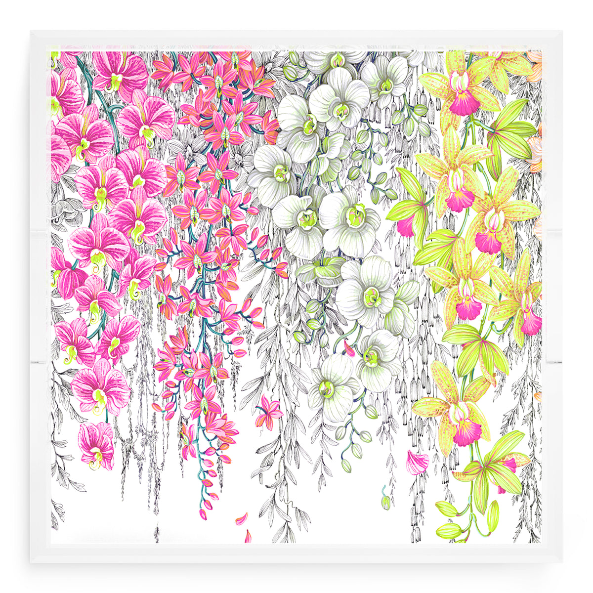 Orchid Garden Pink Green Acrylic Decorative Tray, 18 x 18 in. by Nicolette Mayer 