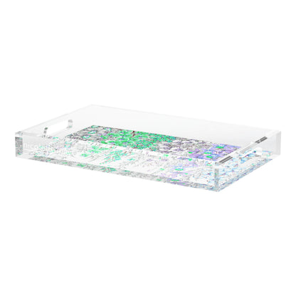 Orchid Garden Lilac Green Blue Acrylic Decorative Tray, 22.5 x 14.5 in. by Nicolette Mayer 