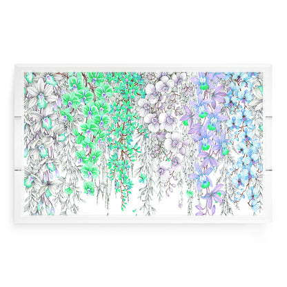 Orchid Garden Lilac Green Blue Acrylic Decorative Tray, 22.5 x 14.5 in. by Nicolette Mayer 