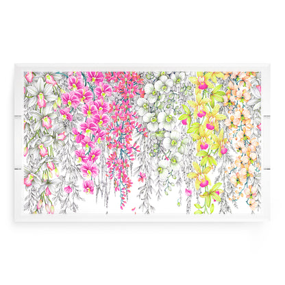Orchid Garden Pink Green Acrylic Decorative Tray, 22.5 x 14.5 in. by Nicolette Mayer 