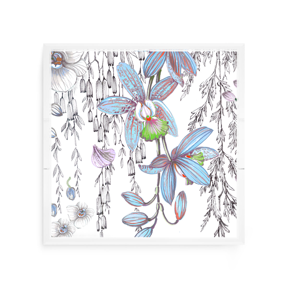 Orchid Pangea Blue Red Acrylic Decorative Tray, 12 x 12 in. by Nicolette Mayer 