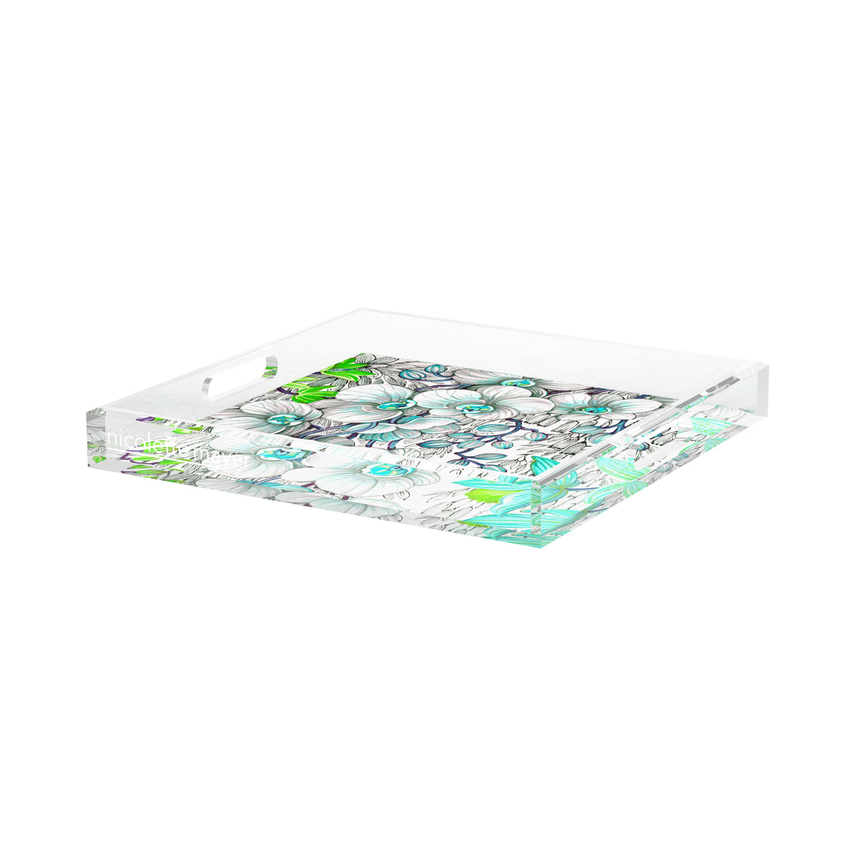 Orchid Phalaenopsis Robins Egg Acrylic Decorative Tray, 15 x 15 in. by Nicolette Mayer 