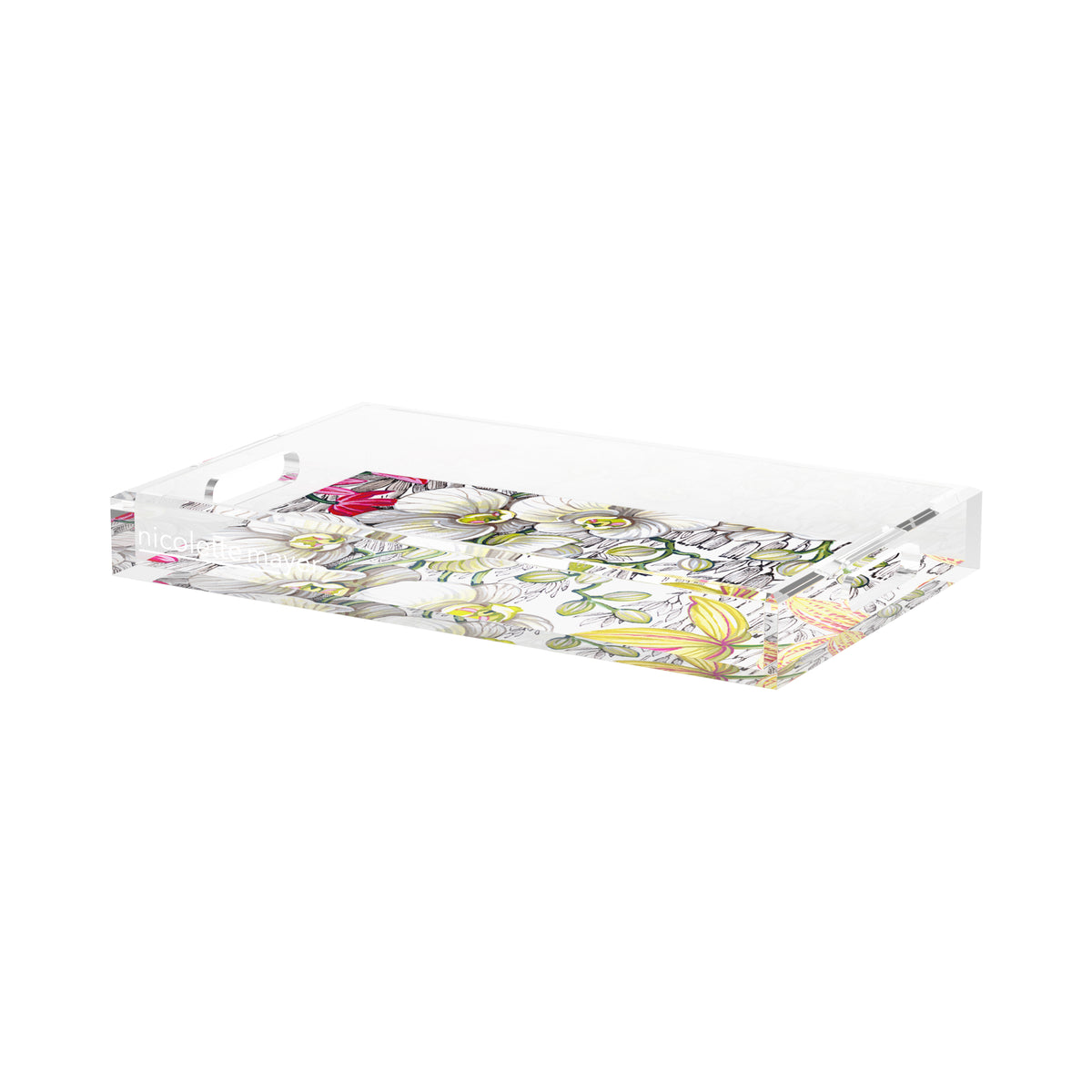 Orchid Phalaenopsis White Acrylic Decorative Tray, 17 x 10.5 in. by Nicolette Mayer 