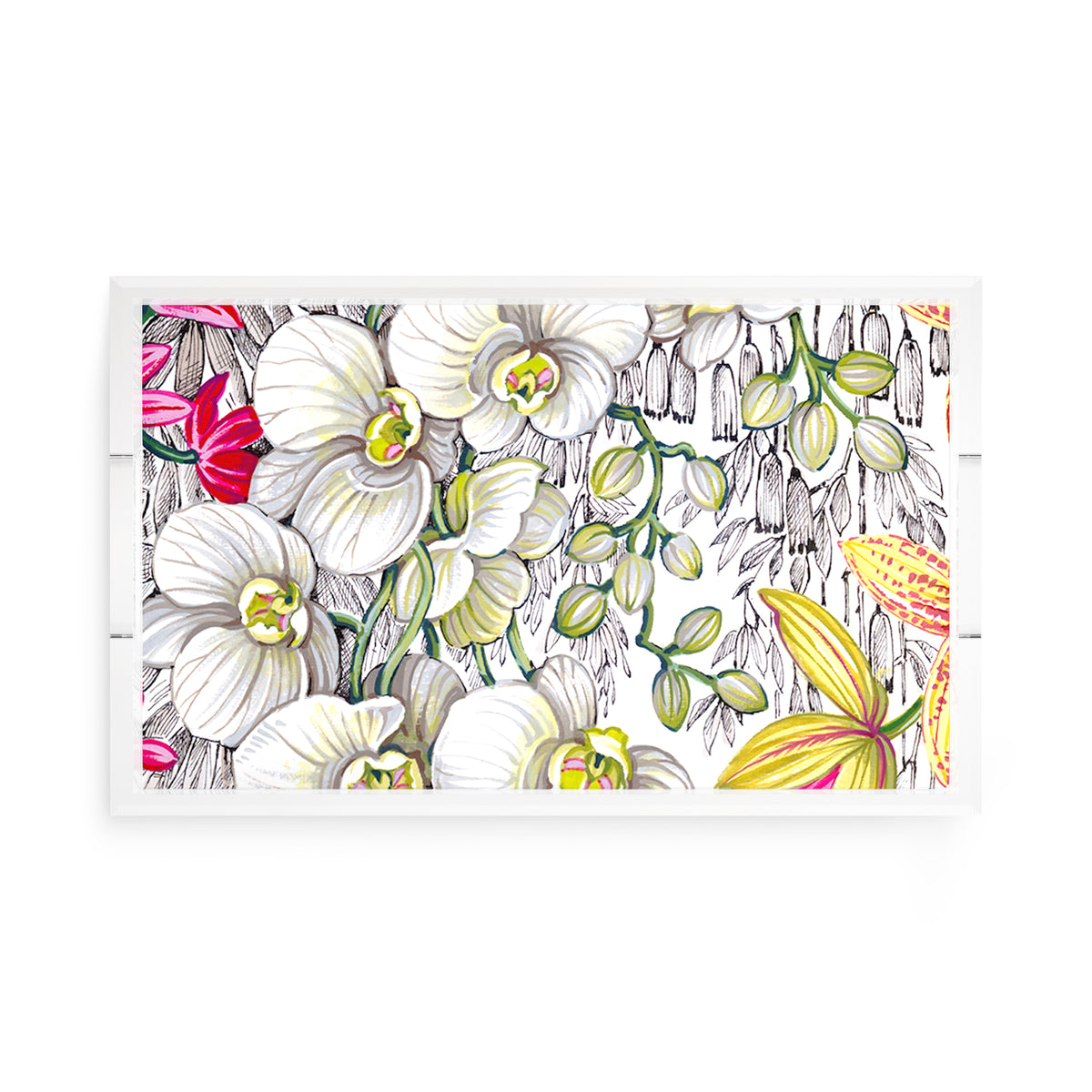 Orchid Phalaenopsis White Acrylic Decorative Tray, 17 x 10.5 in. by Nicolette Mayer 