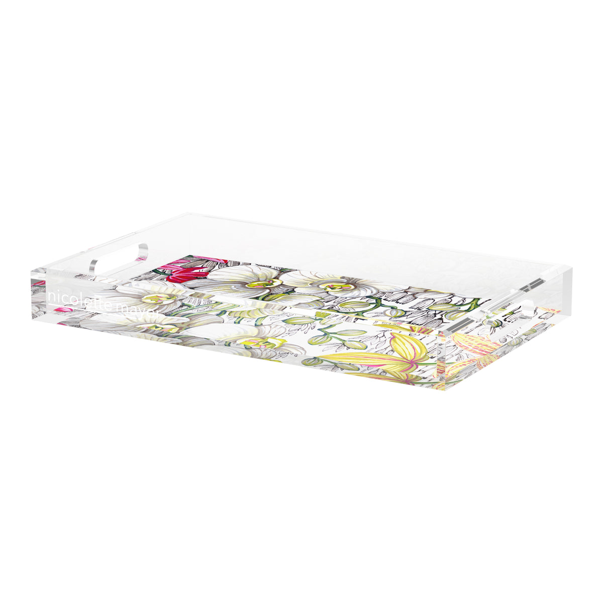 Orchid Phalaenopsis White Acrylic Decorative Tray, 22.5 x 14.5 in. by Nicolette Mayer 