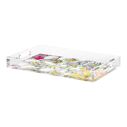 Orchid Phalaenopsis White Acrylic Decorative Tray, 22.5 x 14.5 in. by Nicolette Mayer 
