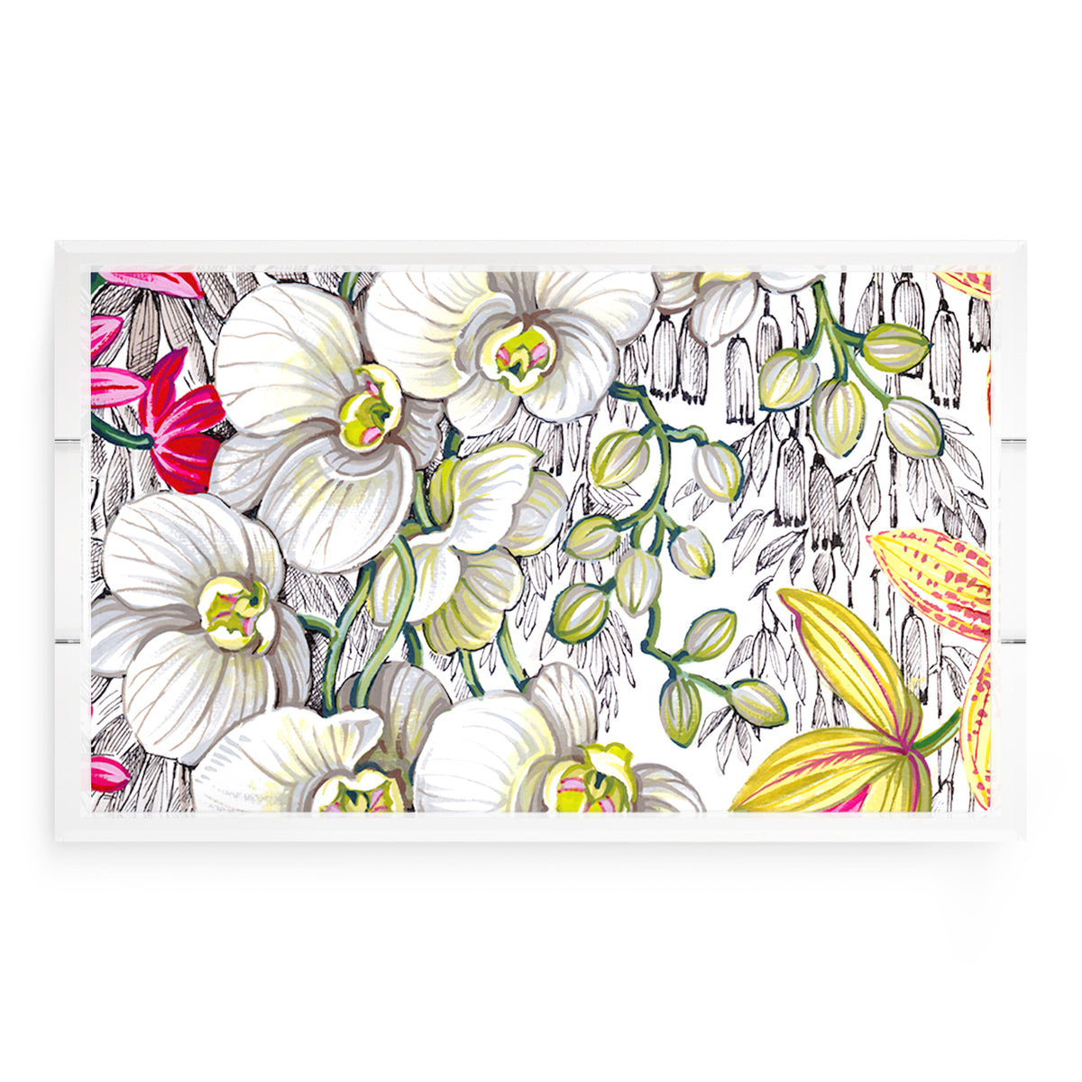 Orchid Phalaenopsis White Acrylic Decorative Tray, 22.5 x 14.5 in. by Nicolette Mayer 