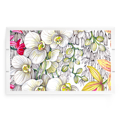 Orchid Phalaenopsis White Acrylic Decorative Tray, 22.5 x 14.5 in. by Nicolette Mayer 