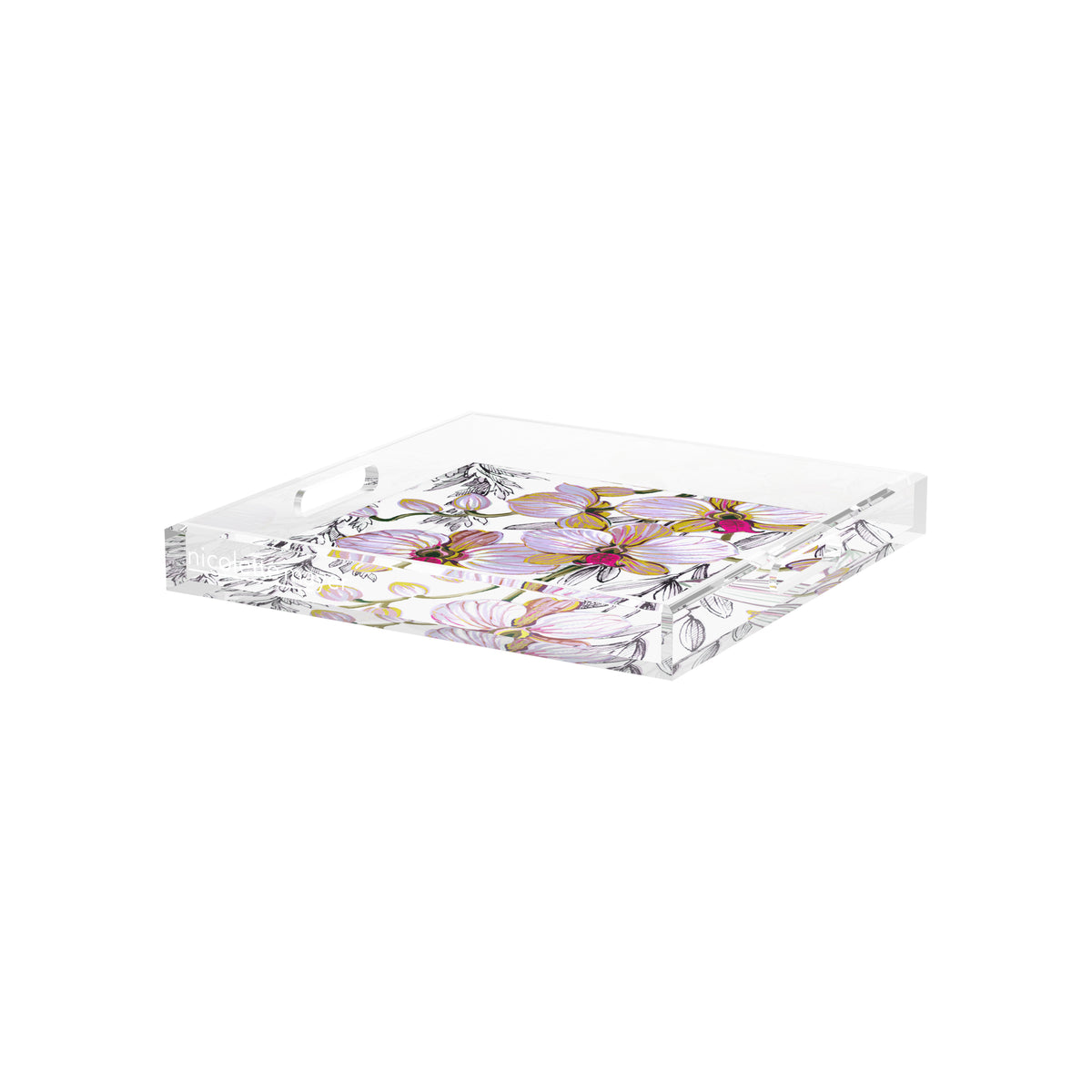 Orchid Vanda Alba Acrylic Decorative Tray, 12 x 12 in. by Nicolette Mayer 