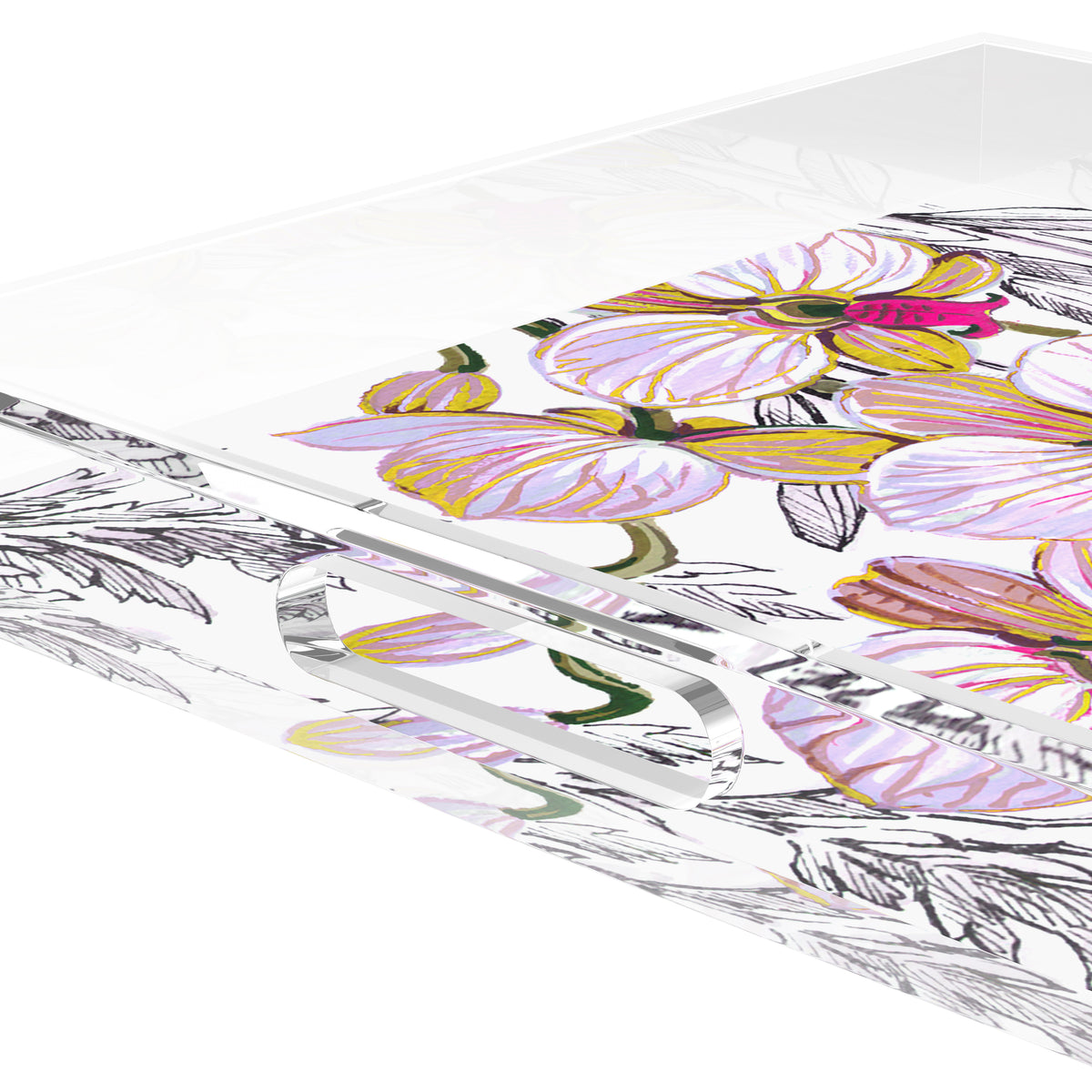 Orchid Vanda Alba Acrylic Decorative Tray, 12 x 12 in. by Nicolette Mayer 