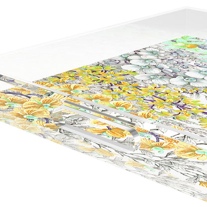 Orchid Garden Pink Green Acrylic Decorative Tray, by Nicolette Mayer 