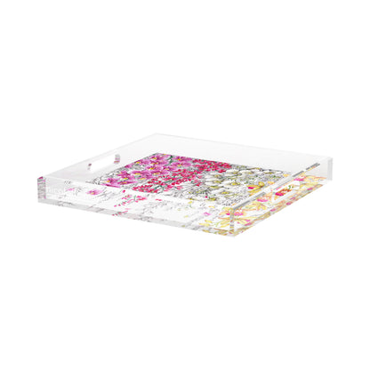 Orchid Garden Pink Green Acrylic Decorative Tray, by Nicolette Mayer 