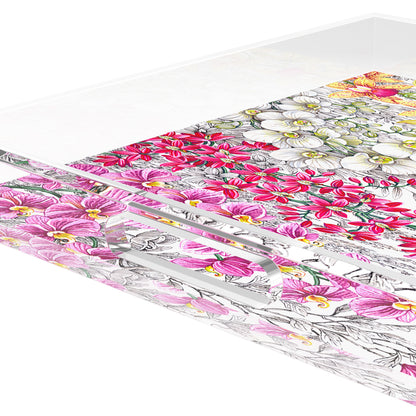 Orchid Garden Pink Green Acrylic Decorative Tray, by Nicolette Mayer 