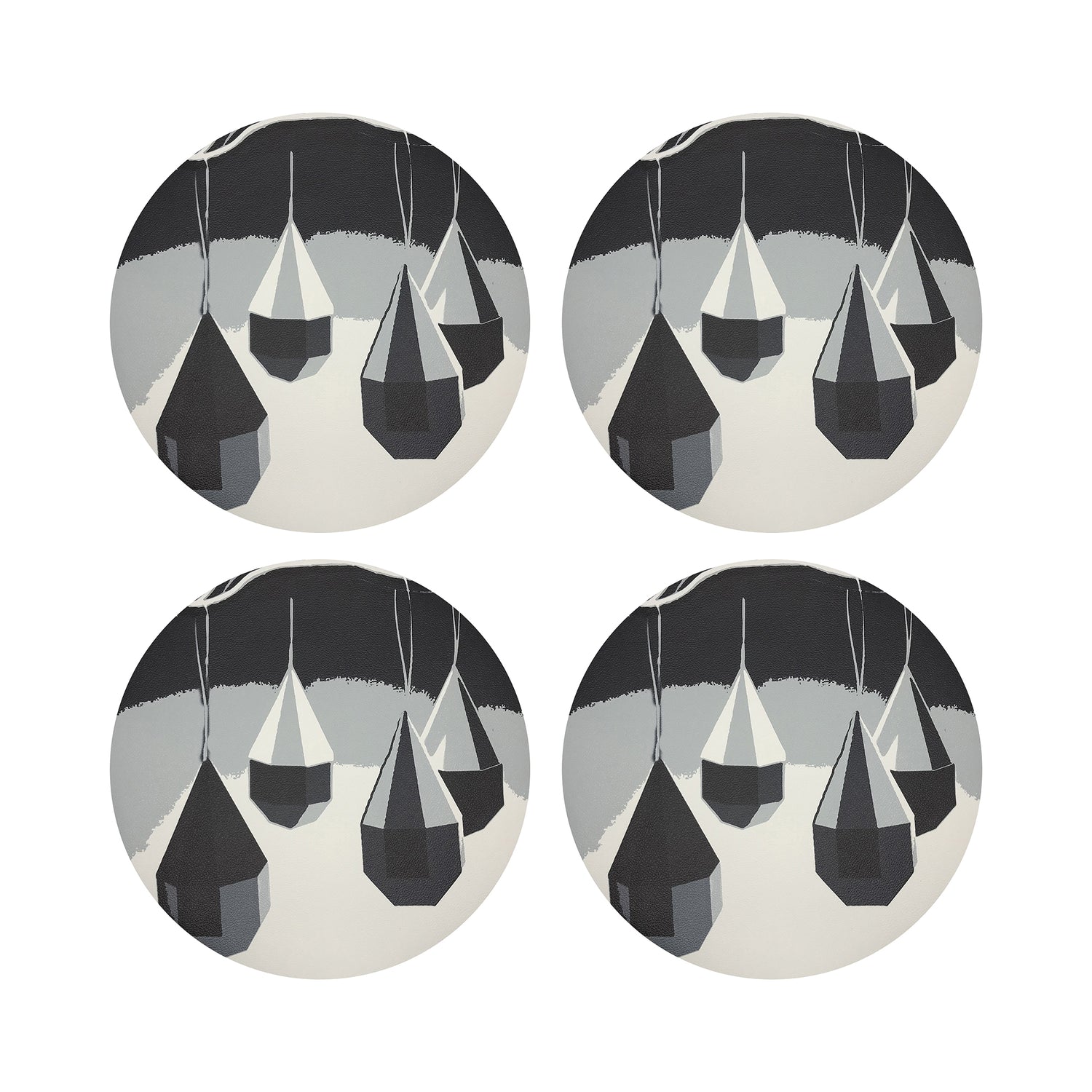 ORNAMENTS BLACK AND WHITE 16&quot; Round Pebble Placemats, Set of 4 - nicolettemayer.com
