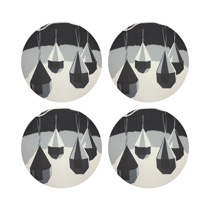 ORNAMENTS BLACK AND WHITE 16&quot; Round Pebble Placemats, Set of 4 - nicolettemayer.com
