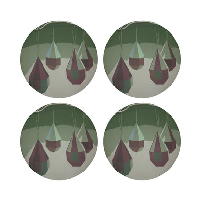 ORNAMENTS PLUM EMERALD 16&quot; Round Pebble Placemats, Set of 4 - nicolettemayer.com
