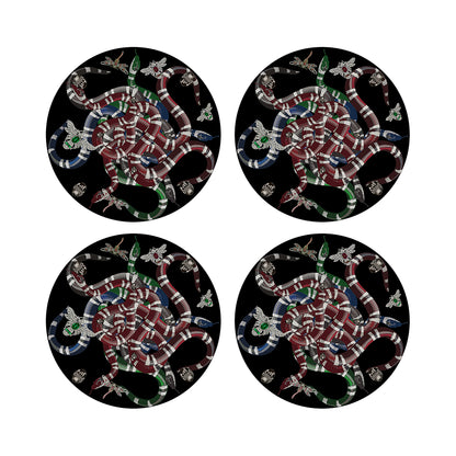 Ouroboros Black 16&quot; Round Pebble Placemats, Set of 4 - nicolettemayer.com
