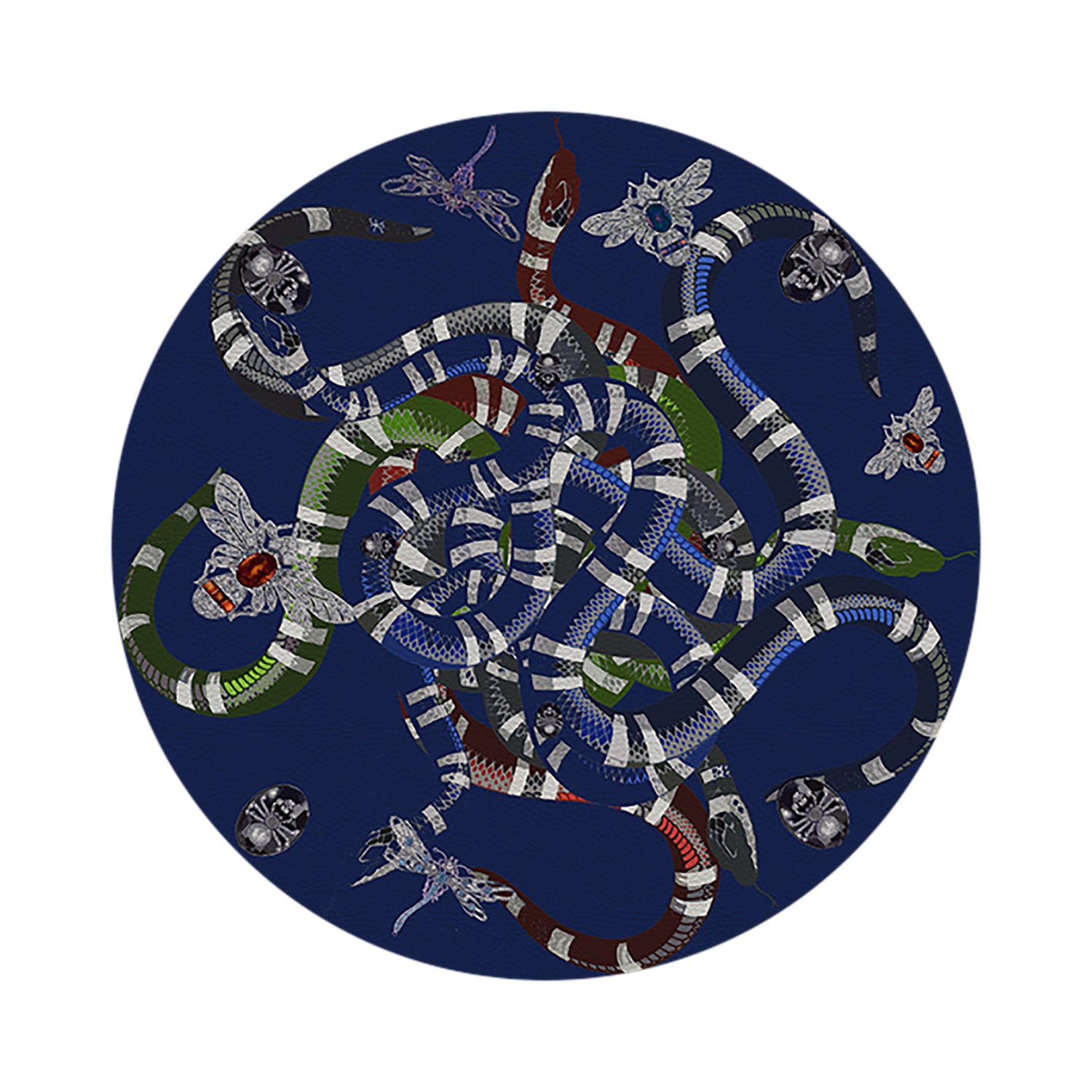 Ouroboros Blue 16&quot; Round Pebble Placemats, Set of 4 - nicolettemayer.com
