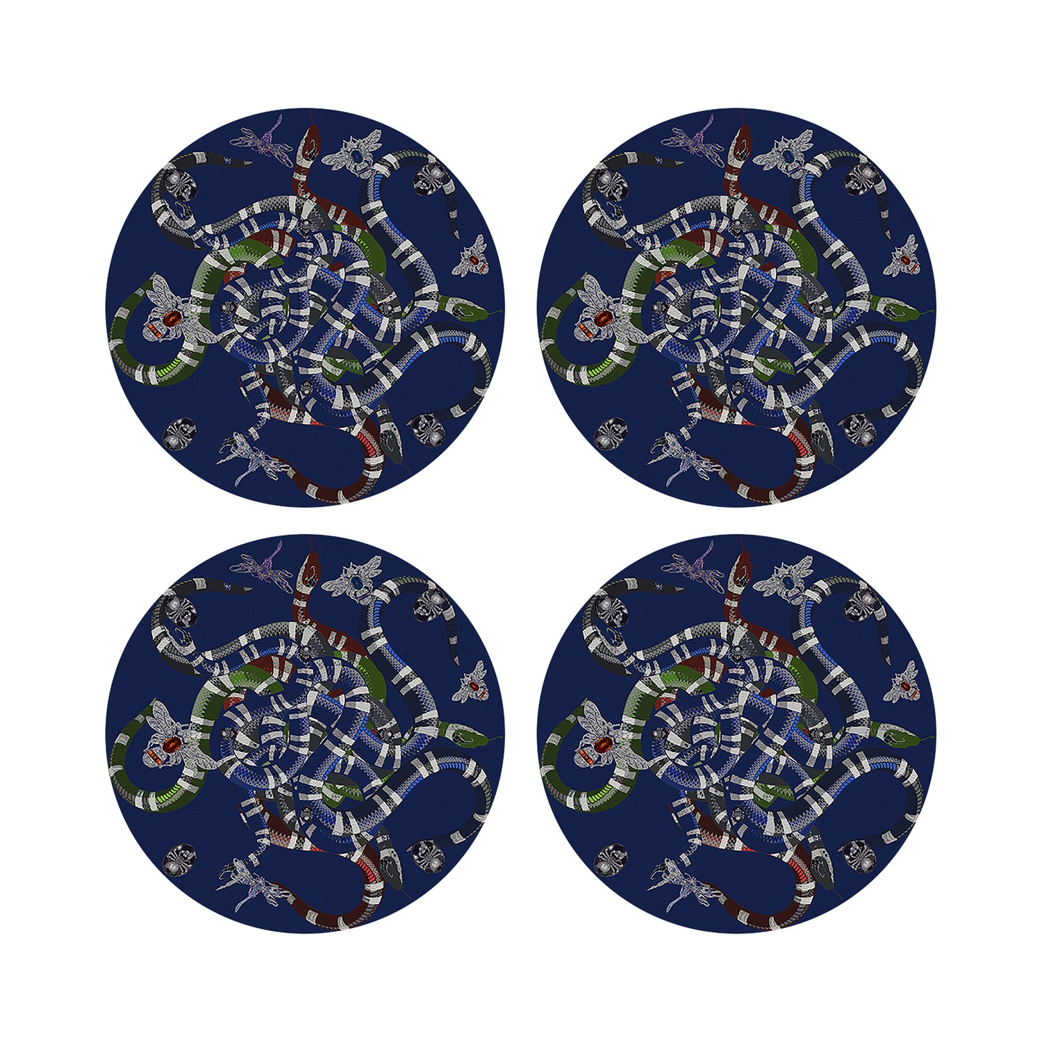 Ouroboros Blue 16&quot; Round Pebble Placemats, Set of 4 - nicolettemayer.com
