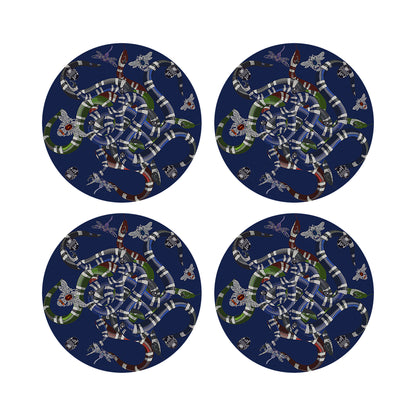 Ouroboros Blue 16&quot; Round Pebble Placemats, Set of 4 - nicolettemayer.com
