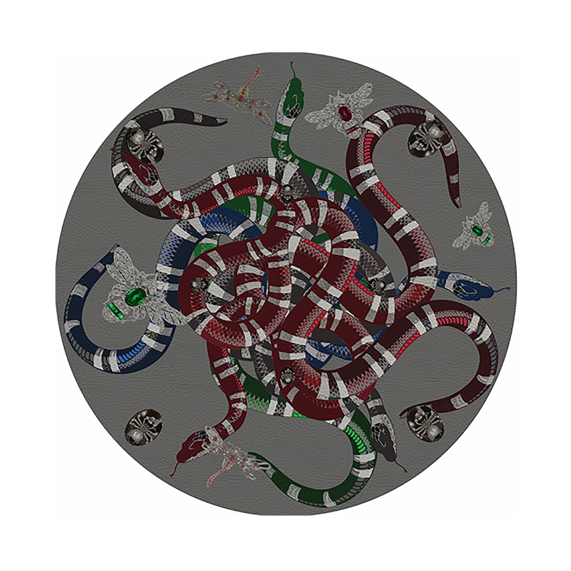 Ouroboros Gray 16&quot; Round Pebble Placemats, Set of 4 - nicolettemayer.com
