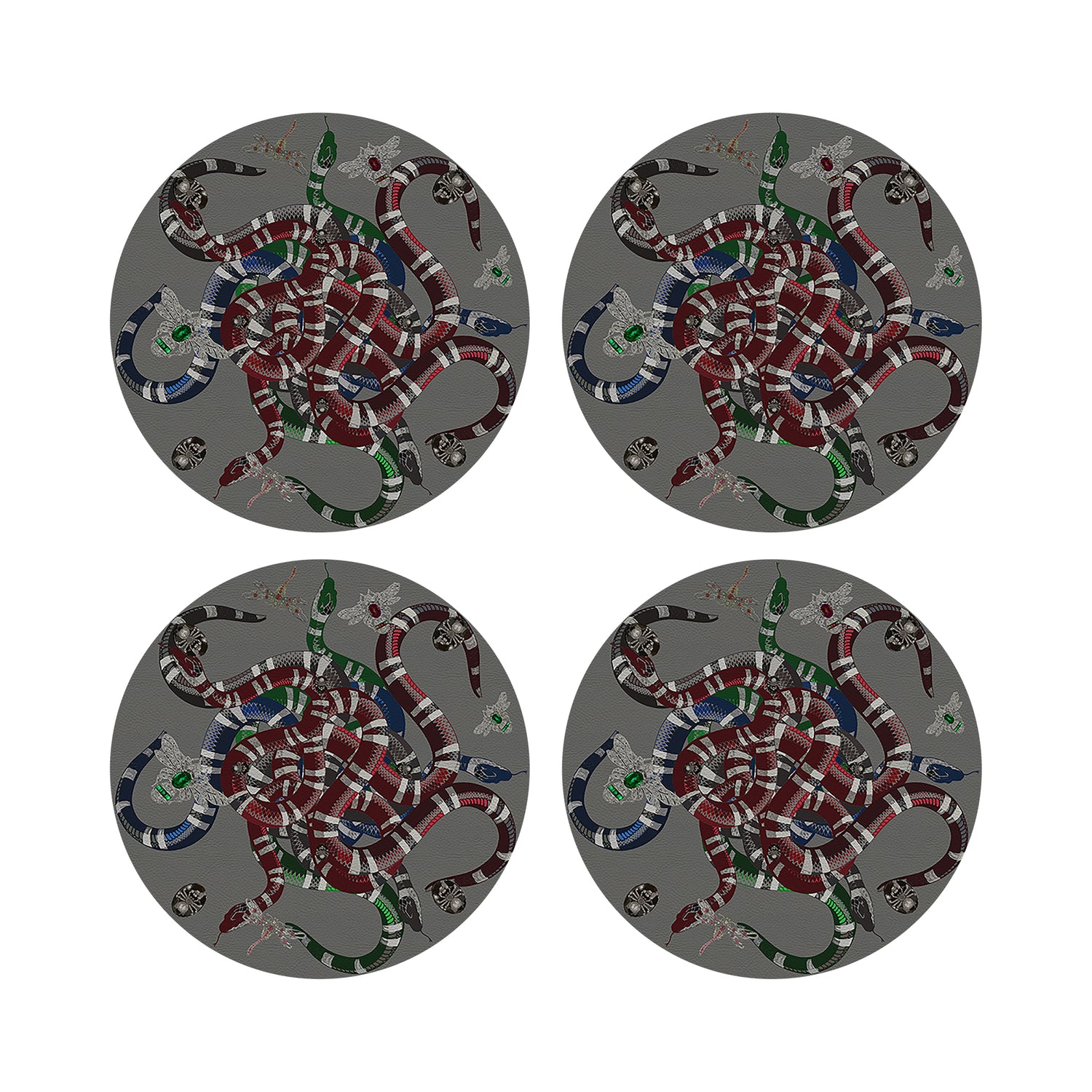 Ouroboros Gray 16&quot; Round Pebble Placemats, Set of 4 - nicolettemayer.com
