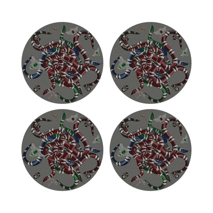 Ouroboros Gray 16&quot; Round Pebble Placemats, Set of 4 - nicolettemayer.com
