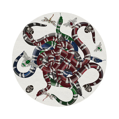 Ouroboros White 16&quot; Round Pebble Placemat Set of 4 - nicolettemayer.com
