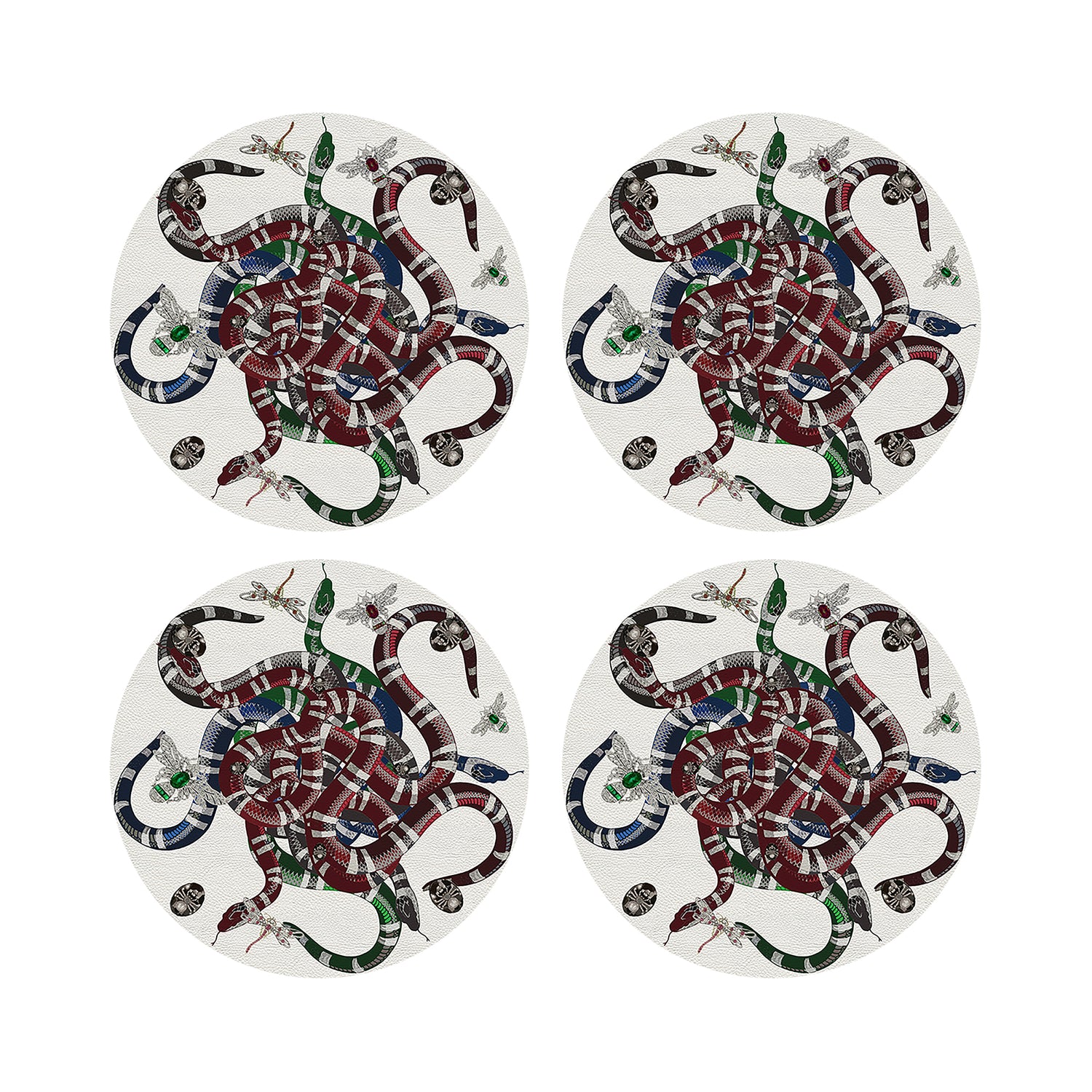 Ouroboros White 16&quot; Round Pebble Placemat Set of 4 - nicolettemayer.com
