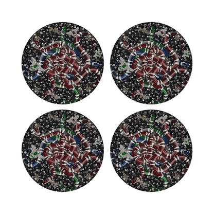 Ouroboros-Skull-sBlack-16&quot;-Round-Pebble-Placemat-Set-of-4 - nicolettemayer.com