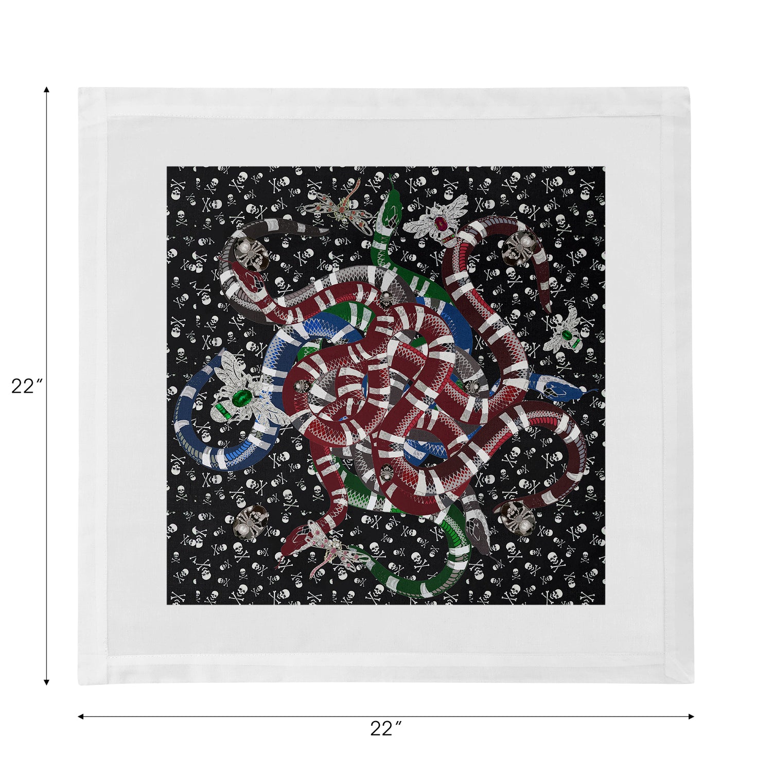 Ouroboros Skulls Black Cotton Sateen Dinner Napkins - nicolettemayer.com