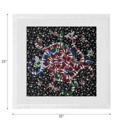 Ouroboros Skulls Black Cotton Sateen Dinner Napkins - nicolettemayer.com