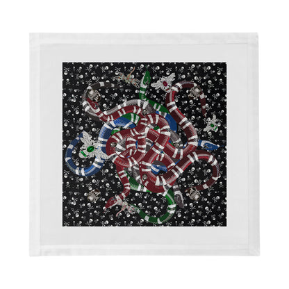 Ouroboros Skulls Black Cotton Sateen Dinner Napkins - nicolettemayer.com