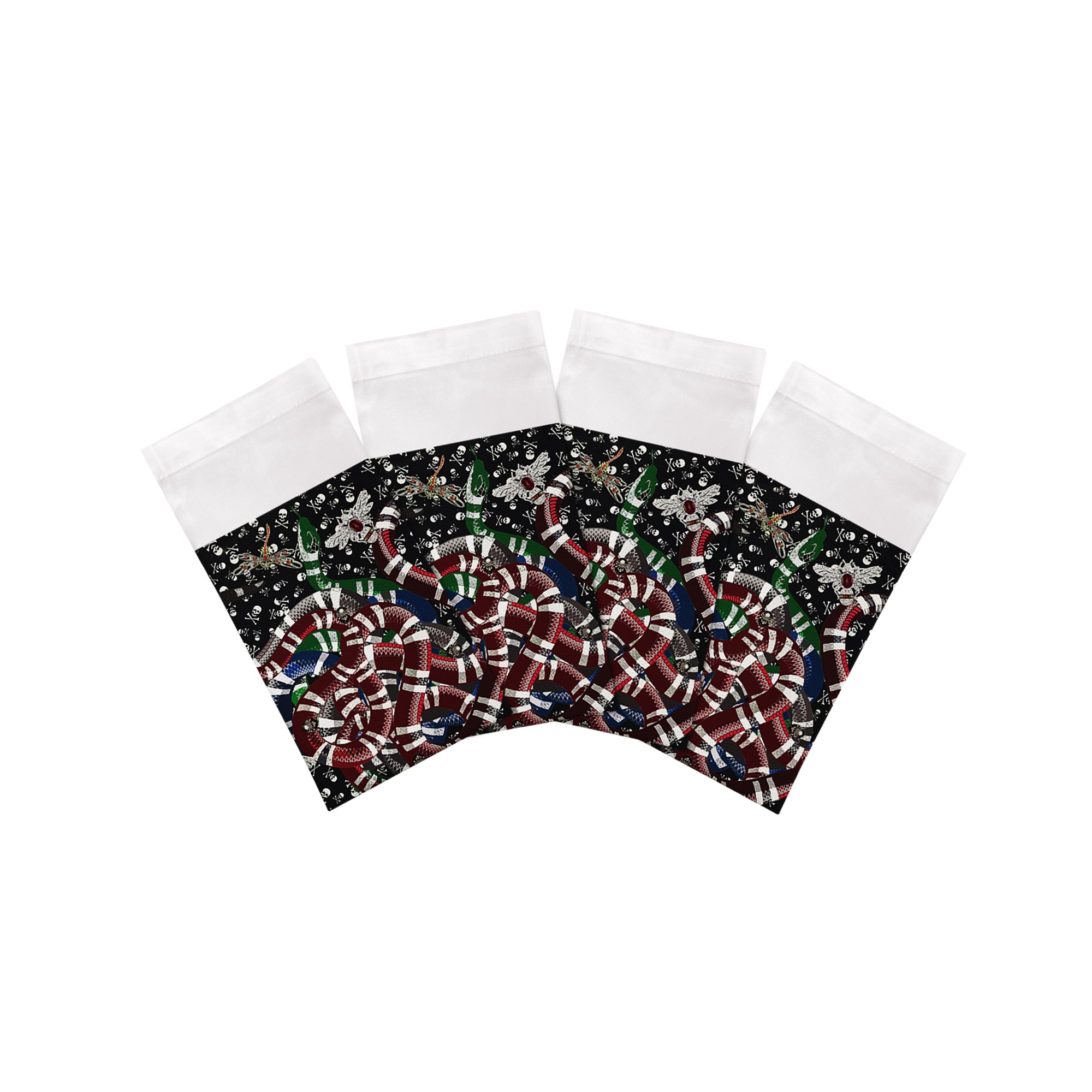 Ouroboros Skulls Black Cotton Sateen Dinner Napkins - nicolettemayer.com