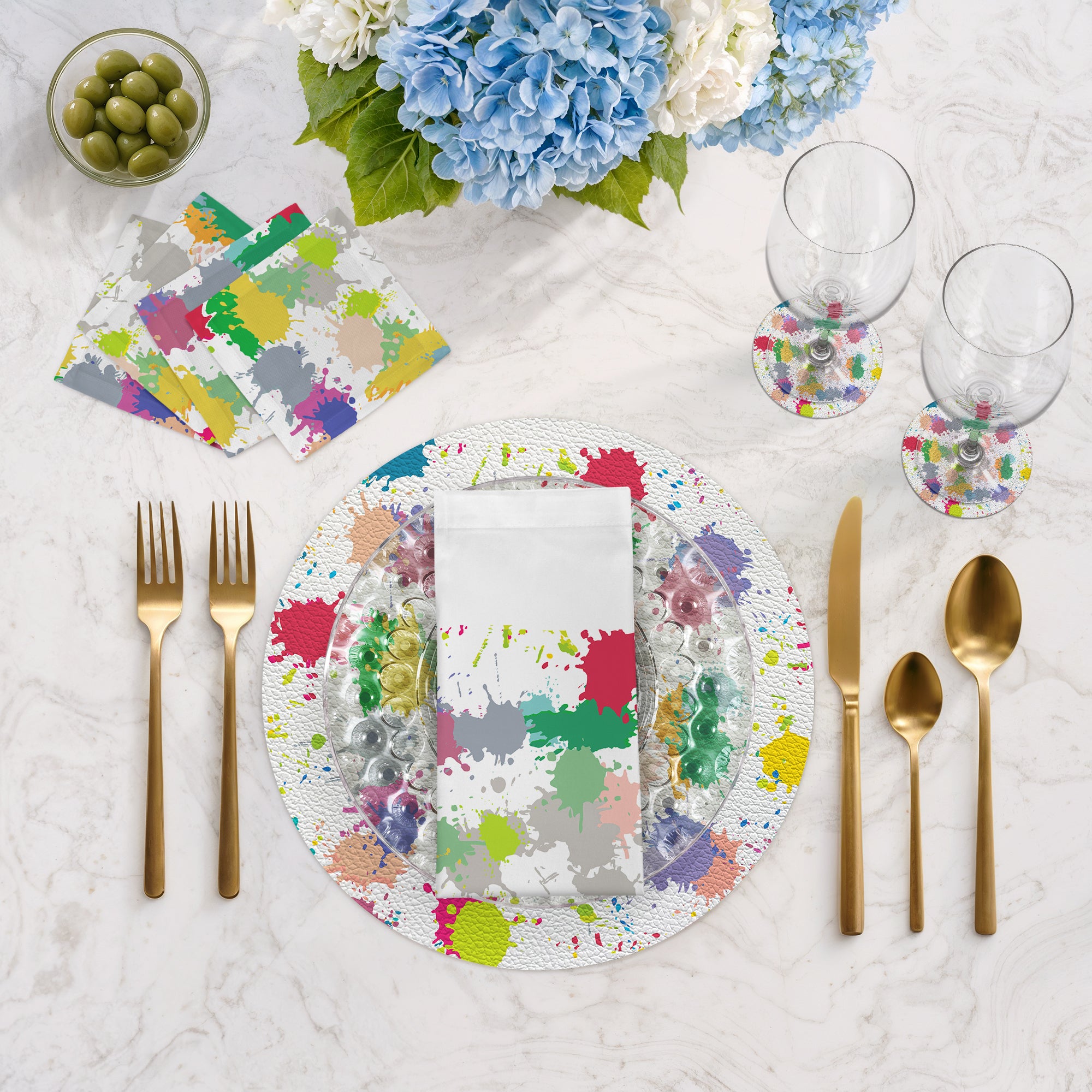 Paint Splatter Cotton Sateen Cocktail Napkins - nicolettemayer.com