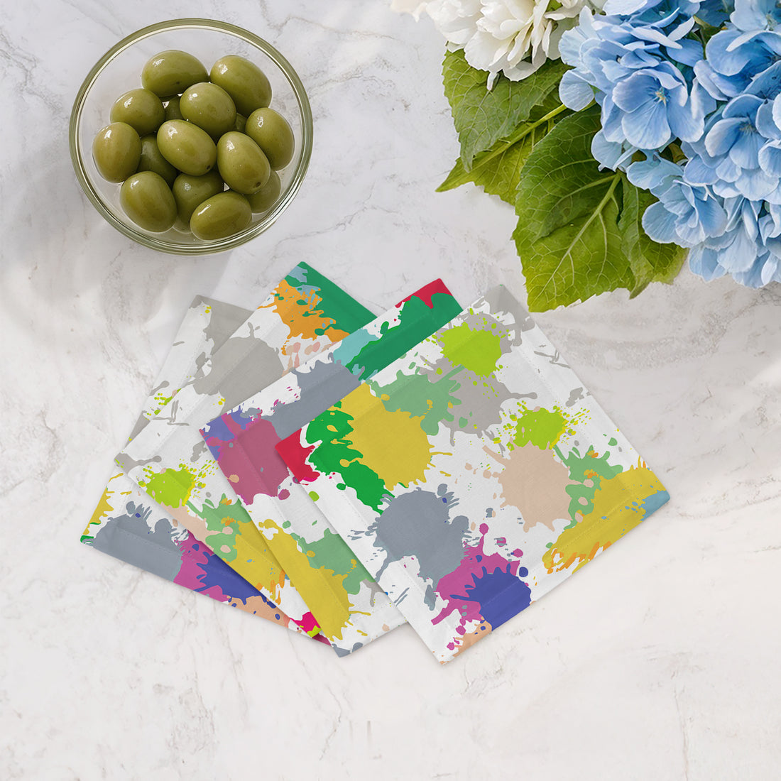 Paint Splatter Cotton Sateen Cocktail Napkins - nicolettemayer.com
