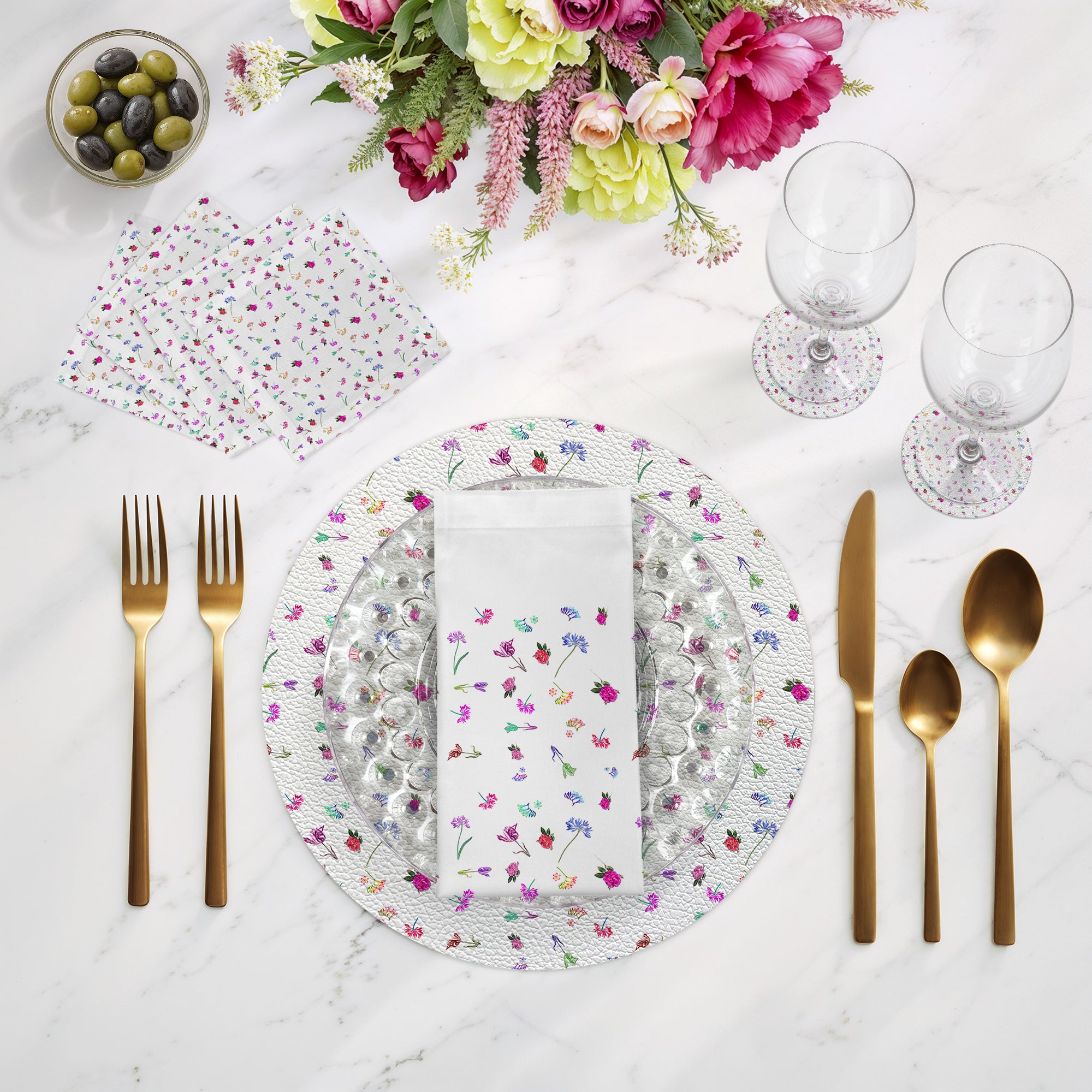 Pistils Tossed Cotton Sateen Dinner Napkins - nicolettemayer.com